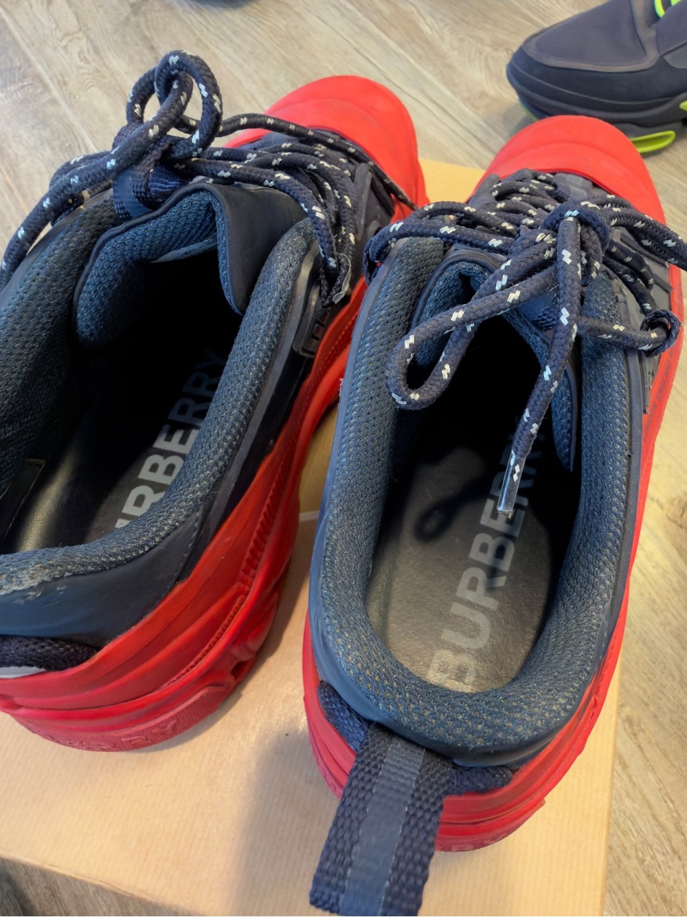 Burberry Red and Navy Platform Sneakers